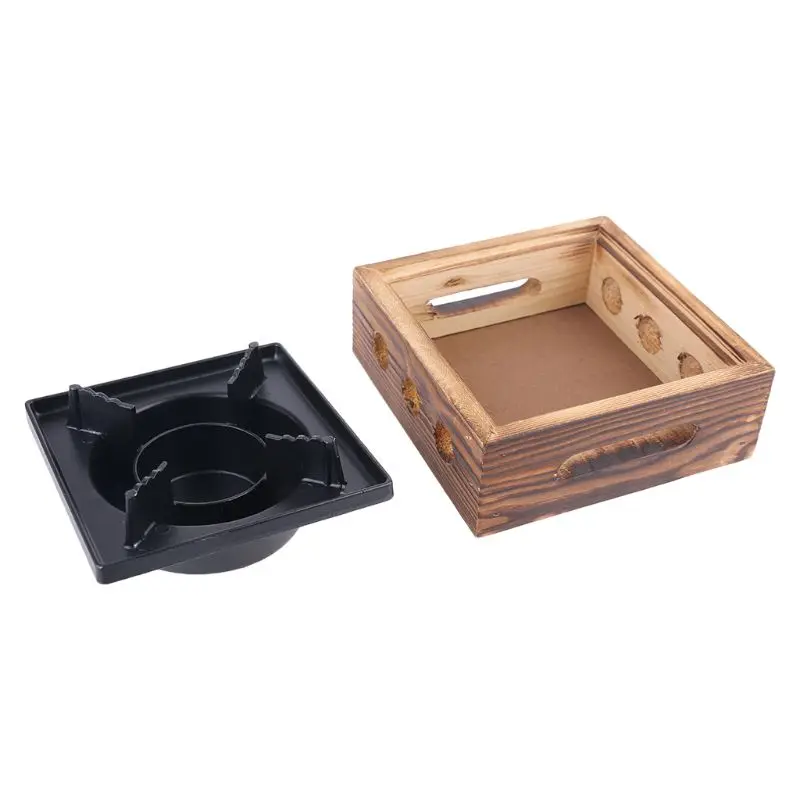 Stove Portable Square Commercial Solid Stove Household Stove for Dry Stew Hot Pot Iron & Wooden Material