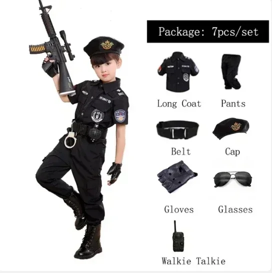 새로운 Kinderen Verhandelen Speciale Politie 할로윈 카니발 축제 Optreden Politieagenten 유니폼 Kinderen Leger Cosplay