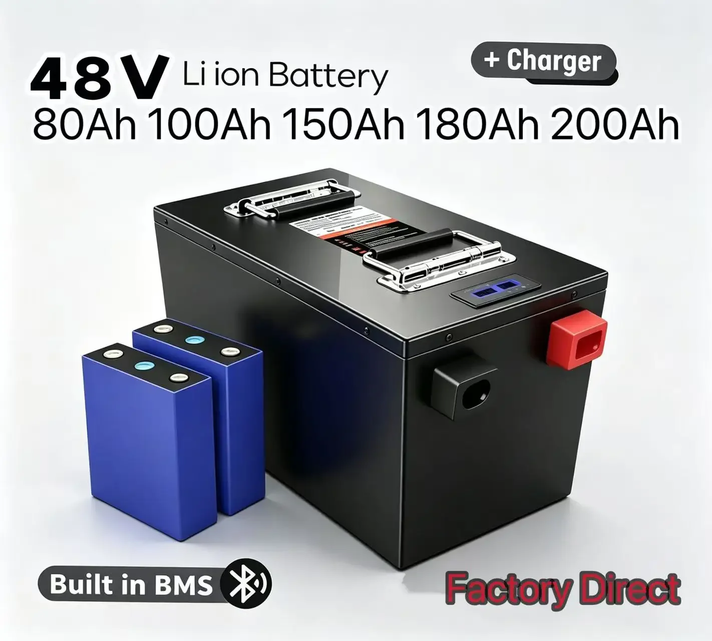 48V 200Ah 180Ah 150Ah 100Ah 80Ah Li-ion Battery 14S BMS Deep Cycle Solar Energy Storage 10KW Inverter UPS Off-Grid Power Solutio