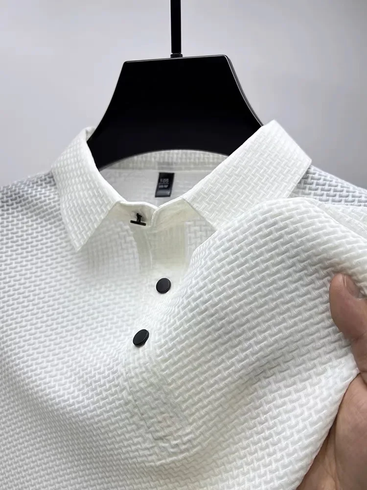 High end ice silk breathable short sleeve T-shirt men's 2023 summer business and leisure brand Paul POLO shirt men's clothing