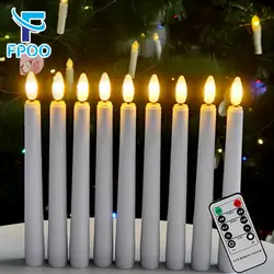 装飾用のきらびやかな炎のLEDライト,タイマー付きリモコン,長いテーパー,誕生日や結婚式用のキャンドル,9個