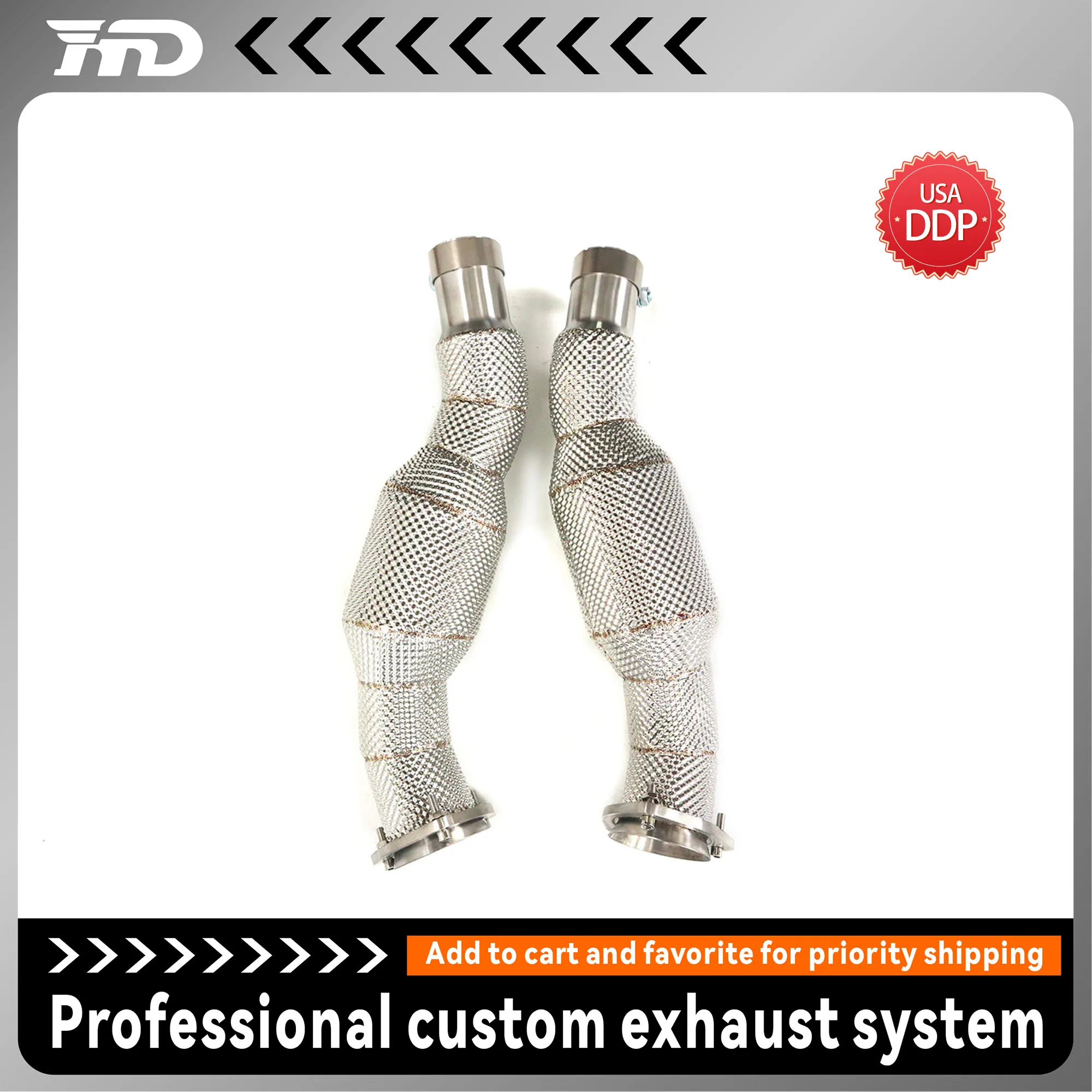 

HMD for Ferrari F430 SC Stainless Steel Exhaust downpipe High Flow Performance Increase Power Sound Deep Roar