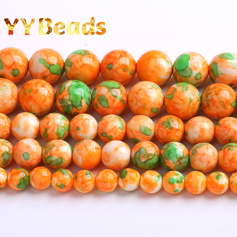 Natural Orange Rain Flower Jasper Beads For Jewelry Making Round Energy Stone Beads Diy Bracelets Accessories 4 6 8 10 12mm 15\