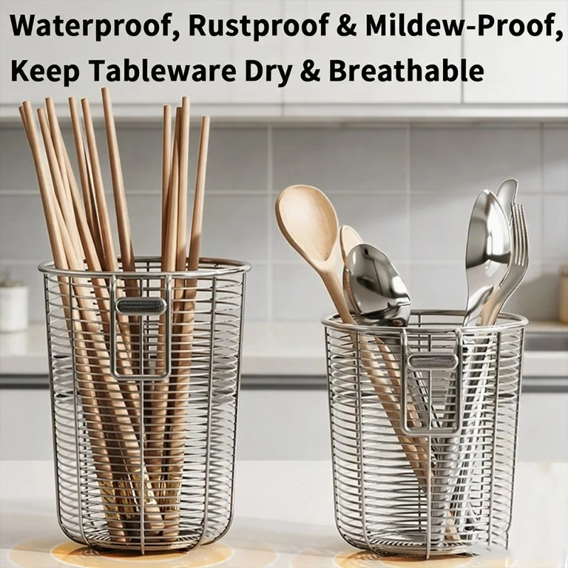 Wall Mounted Chopstick Storage Basket with Drainage Hole Mold Proof Kitchen Spoon Fork Chopstick Holder Rack cutlery storage