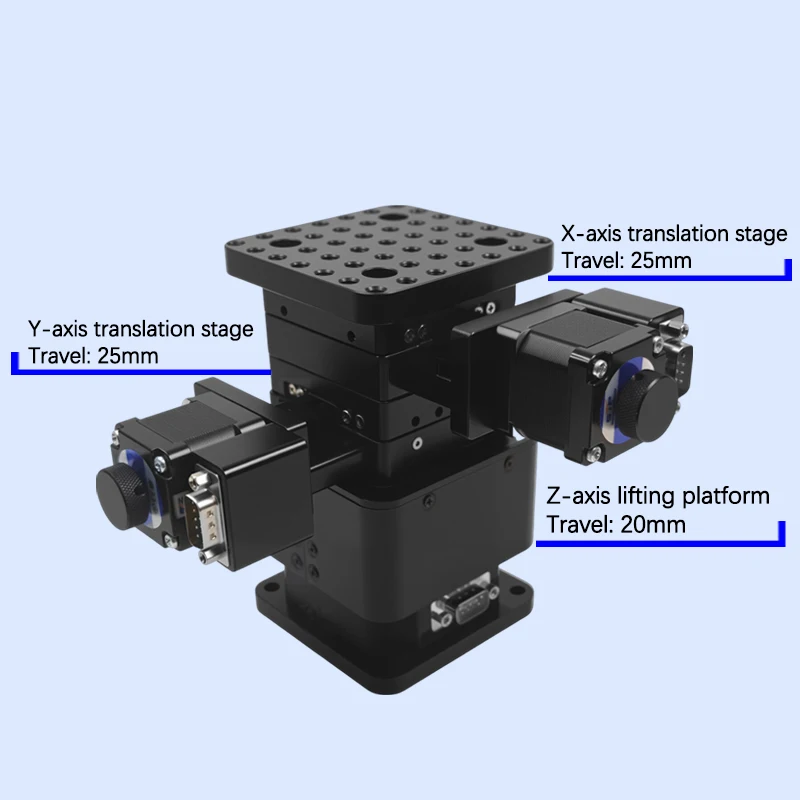 Electric three-dimensional combined table, XYZ horizontal and vertical moving platform, SN20 + PP110-25