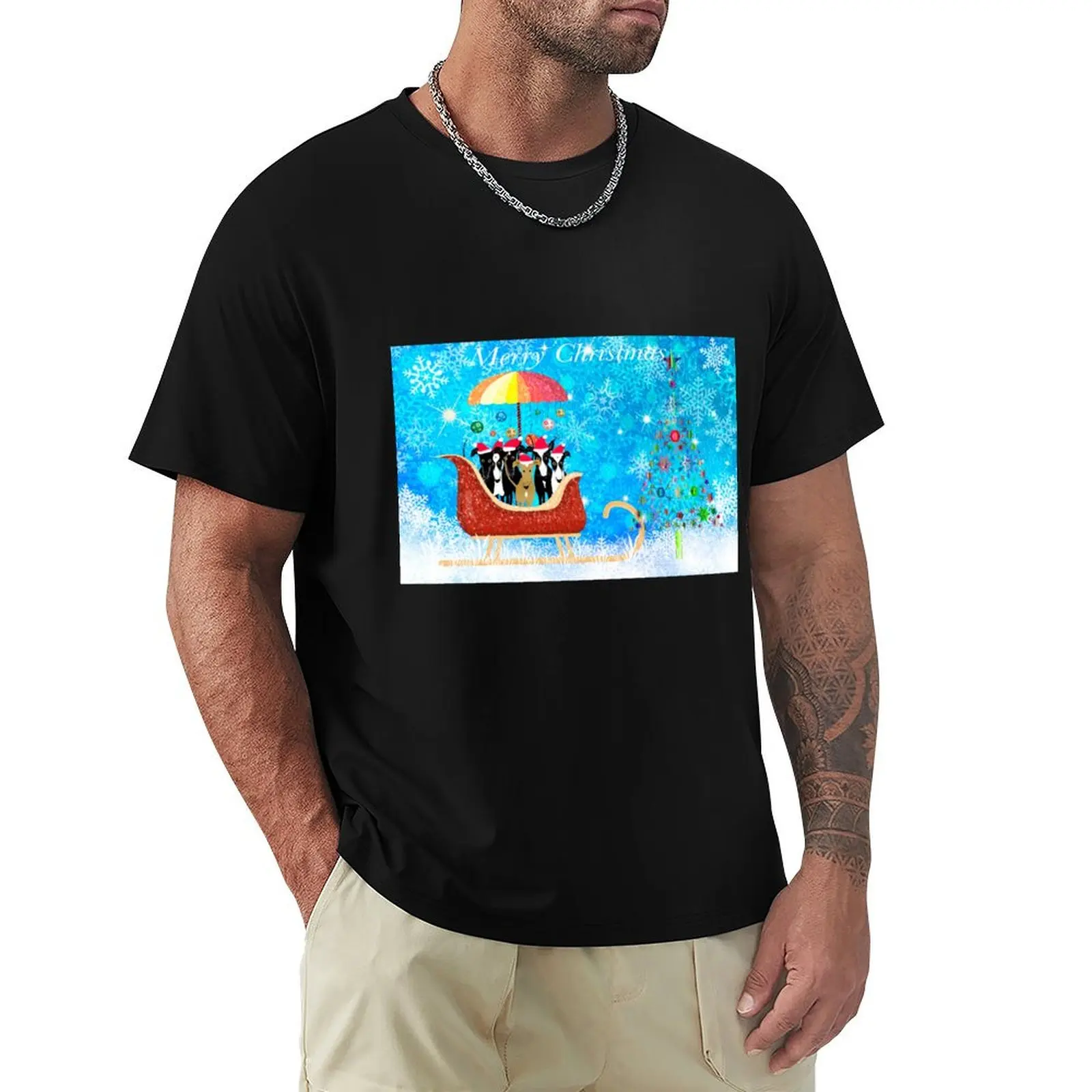 

Greyhound, Sighthound- Merry Christmas message T-Shirt sublime cheap stuff valentines boutique clothes mens tall t shirts