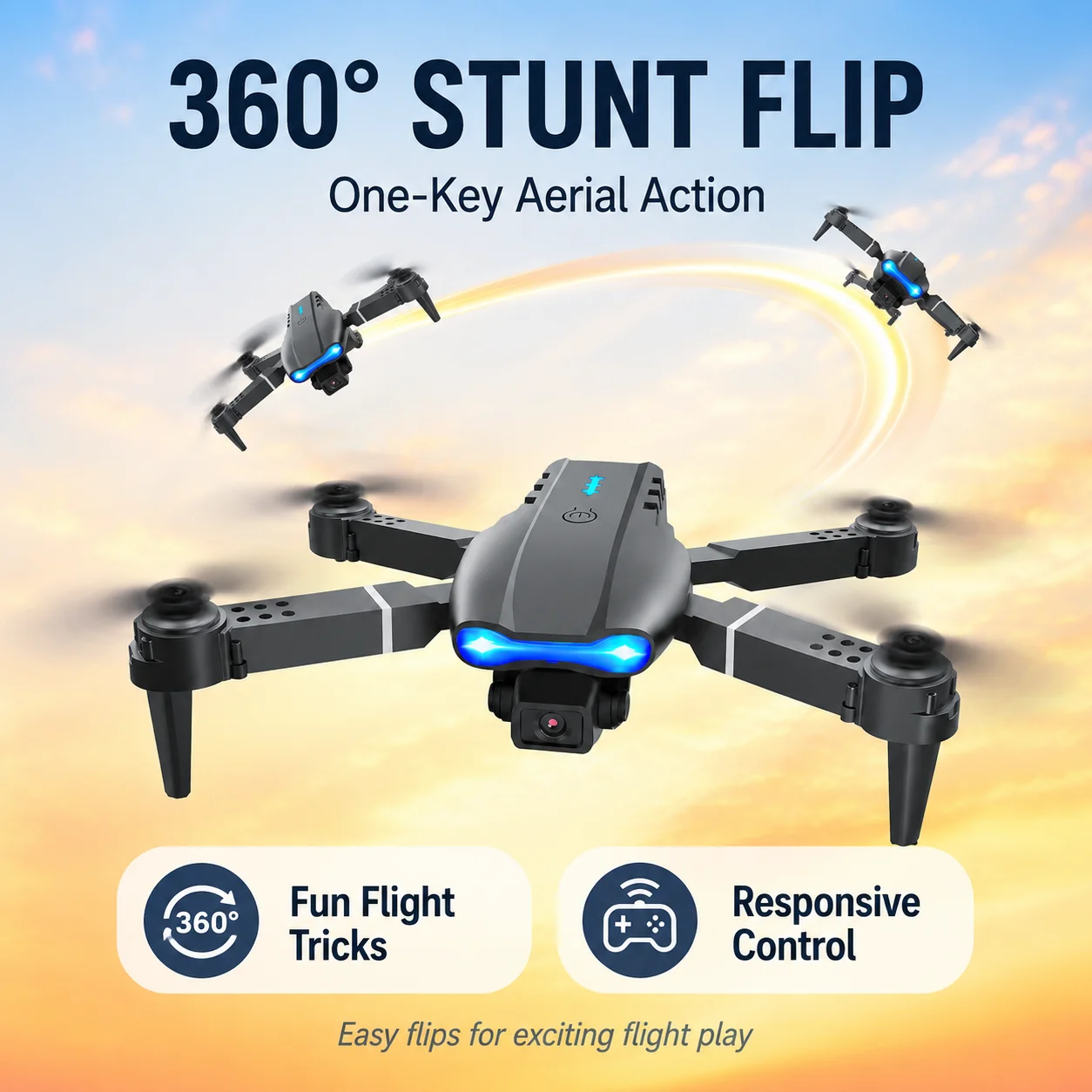 4K HD RC Drone Foldable Dual Camera 90° Adjustable 120° Wide Angle 50X Zoom Altitude Hold 2.4G 100M Remote FPV Quadcopter - view 6
