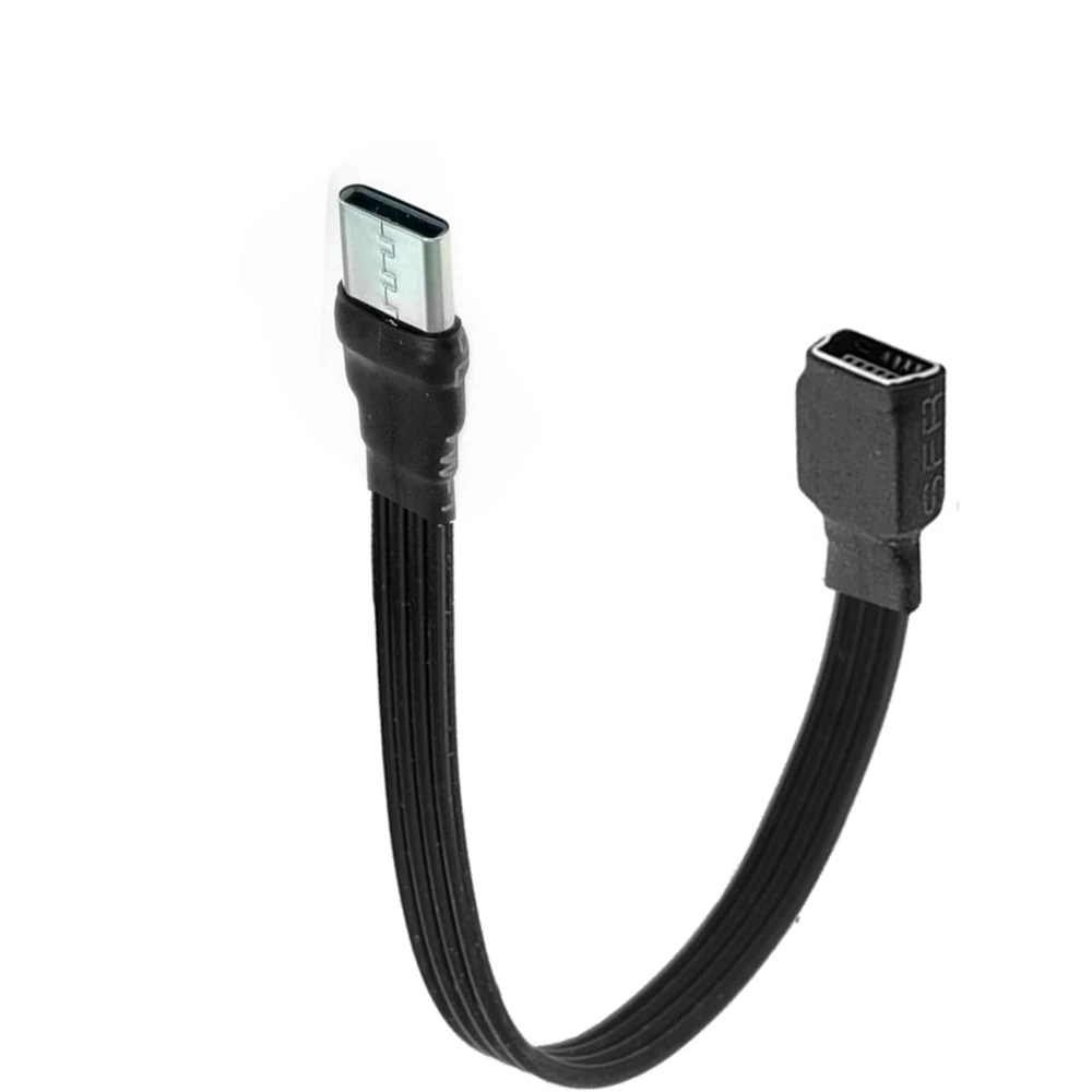 0.5M typ C Micro Mini USB 3.1 męski do Mini kabel danych do ładowania USB żeńskie Adapter przewodu 90 stopni prosty 0.2M 0.3m