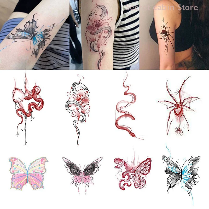 8 Sheets/set tattoo stickers Butterfly Tattoos For Women Waterproof Colorful Butterfly Tattoo Stickers Temporary Tattoos Butterf