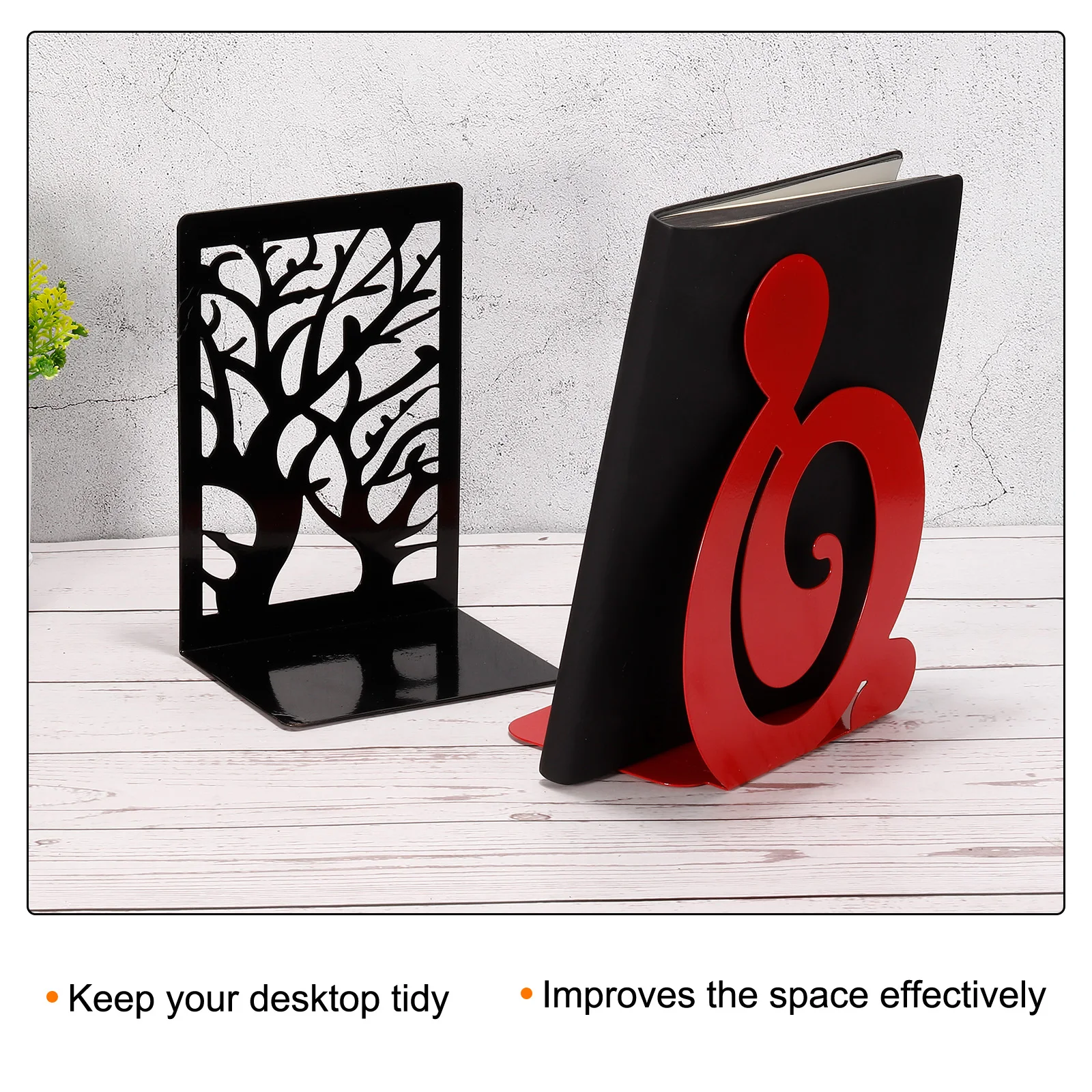 1Pair Musical Note Shaped Metal Bookends Support Book Holder Home Office Stationery Storage Gift Desktop Bookshelves Bookends