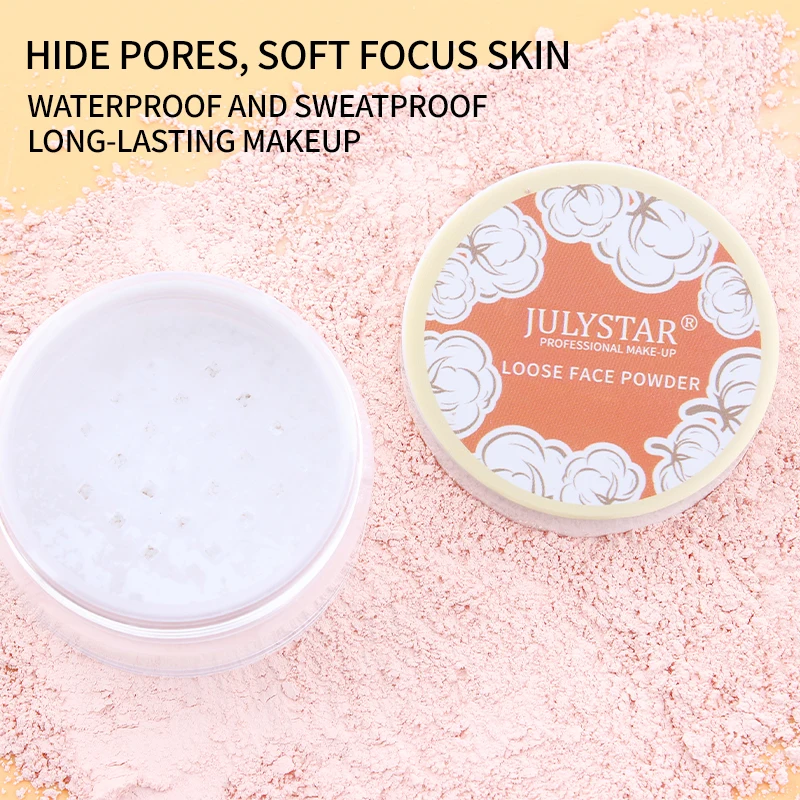 Pó facial mineral à prova d'água, controle de óleo, pó de configuração translúcido, alta cobertura, fixador de maquiagem, maquiagem para mulheres