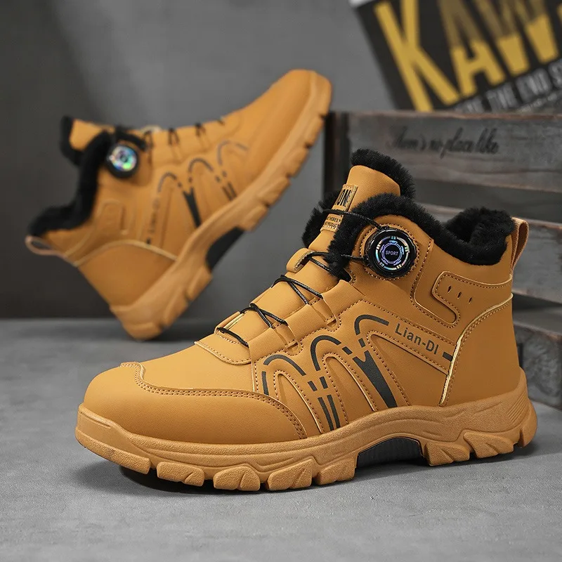 أحذية قطنية سميكة مخملية جديدة لشتاء 2025، أحذية دافئة متعددة الاستخدامات للرجال، أحذية رياضية غير رسمية على الطراز البريطاني