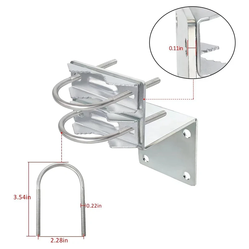 Antenna Pole Mount Kits, Antenna Pole Mount Bracket With Double U-Bolts Clamp V Jaw Bracket For Antenna Pole Holder Durable