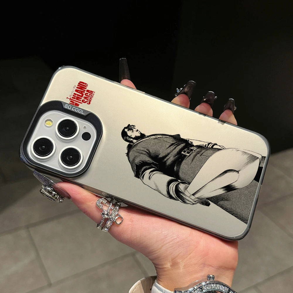 Schwarze Vinland Saga Handyhülle für Apple iPhone 18 17 Air 16 16e 15 14 Plus 13 12 11 Pro Max Matt Silber Hartschale – Detail 5