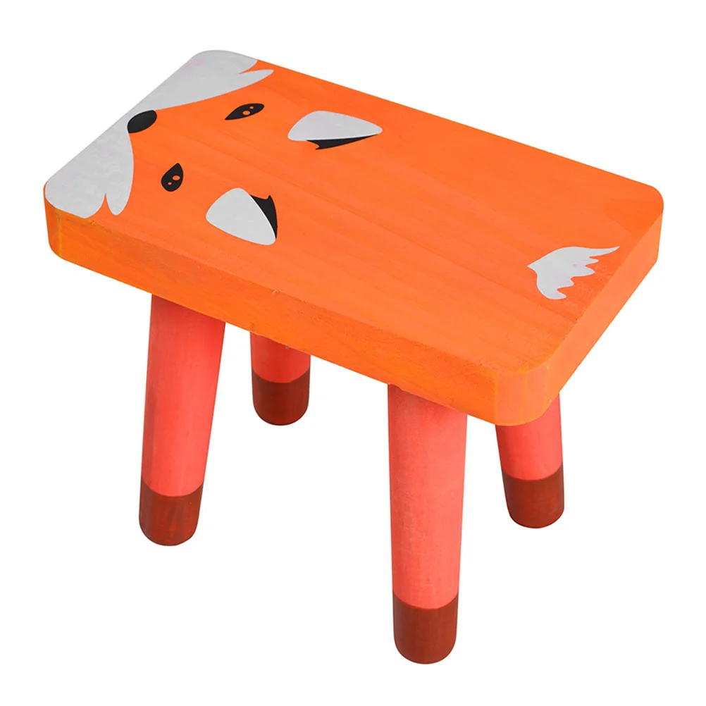 Creative Pattern Kids Wooden Stool Premium Material Fine Workmanship Lightweight Portable Cartoon Step Stool Home Use