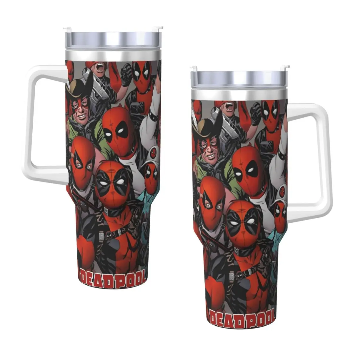 Stainless Steel Tumbler Trends Comics Deadpool Faces Wall Thermal Cups Leakproof Hot Drinks Mugs Cup Beach Design Water Bottle