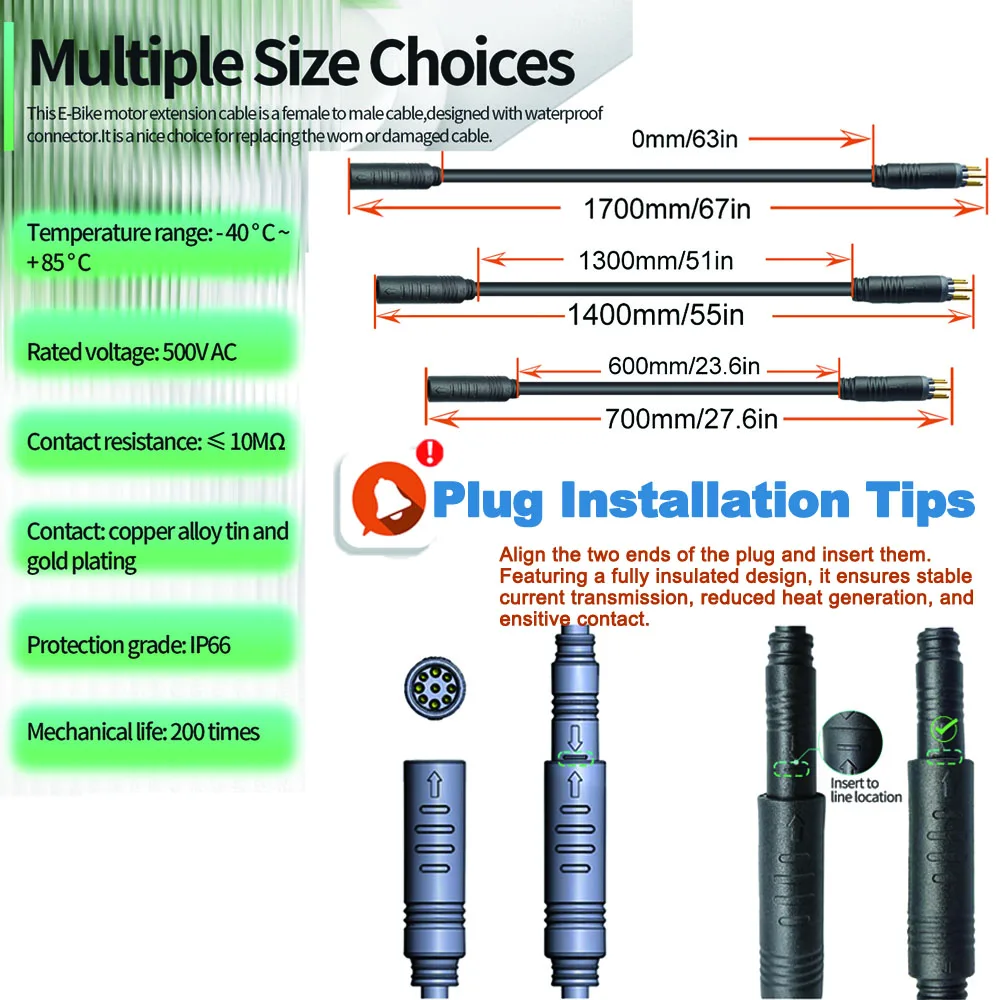 Julet Electric Bicycle Wheel Hub Motor Cable Extension Line 9-Pin Conversion Line Waterproof Connector Ebike Parts Cable view 2