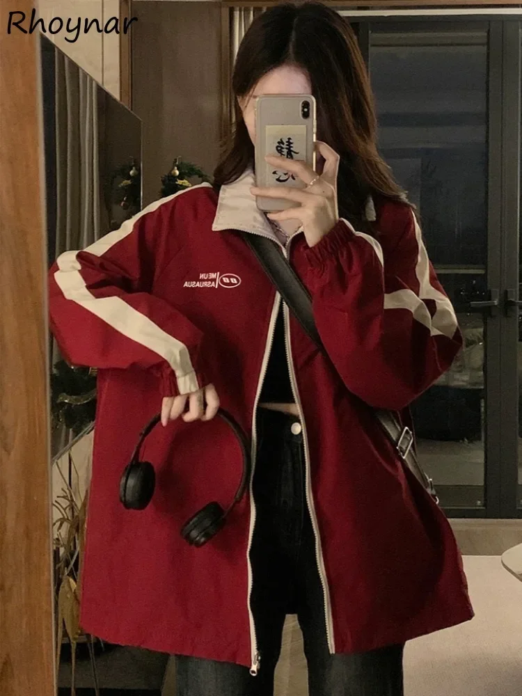 

Jackets Women Reversible Couple Loose Casual Fashion Prevalent Preppy Style All-match Hipster Korean Winter Cool Hot Ins