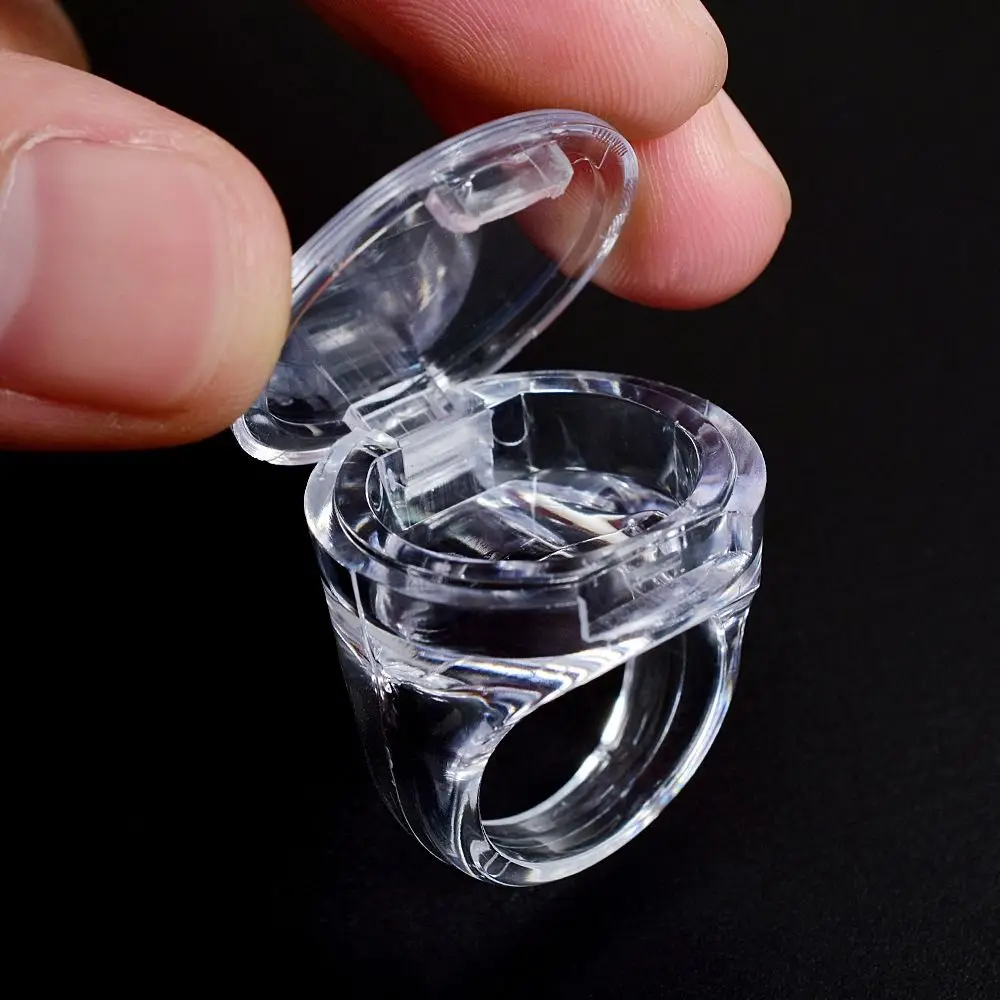 Reusable Tattoo Ink Ring Cups Transparent Permanent Eyelash Extension Glue Holder With Lid Cover Cap Professional