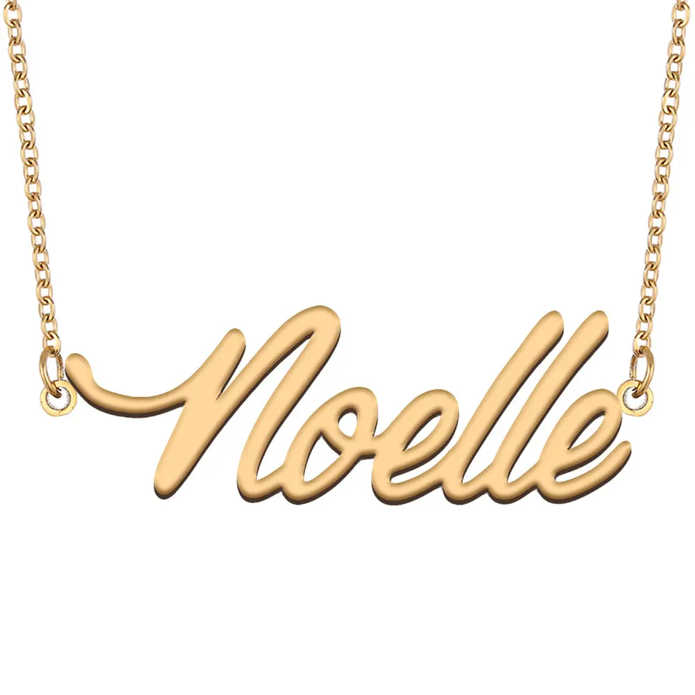 Noelle Name Necklace for Women Stainless Steel Jewelry Gold Color Nameplate Pendant Collares Para Mujer Letters Choker