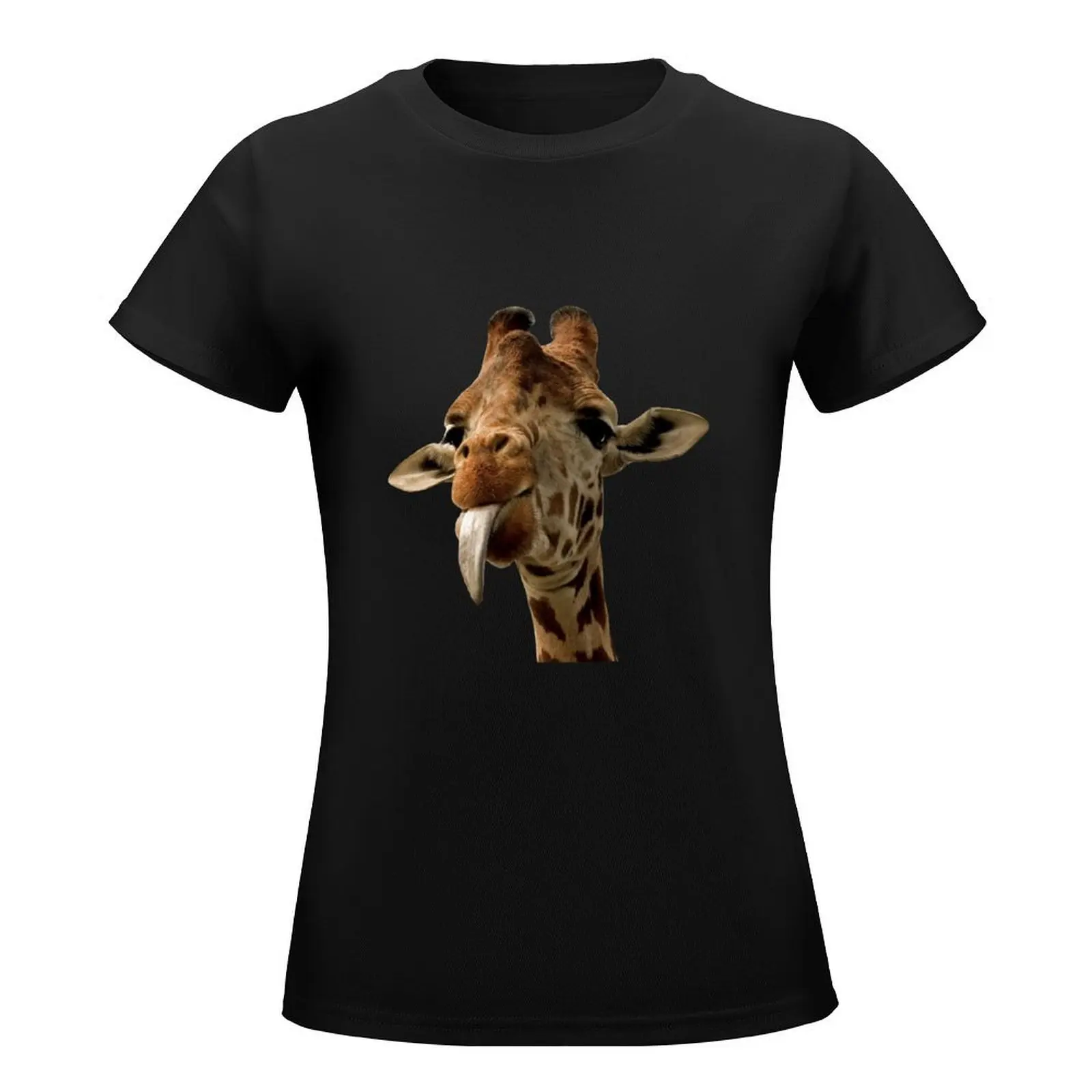 Giraffe with Cute Tongue! T-Shirt cute clothes animal prinfor sports fans korean fashion cropped t shirts for Women