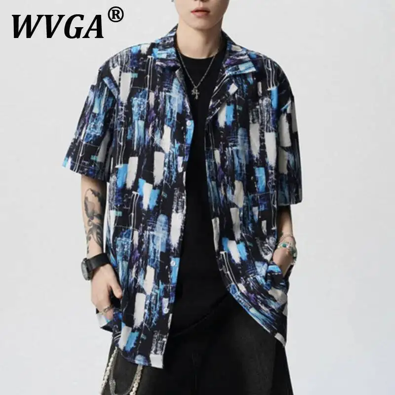 

WVGA Весна Лето Новый Мужской Прилив High Street Драпированный Элегантный Модный Дизайн Рубашки С Короткими Рукавами Нишевая Шикарная Повседневная Рубашка Ins W7455