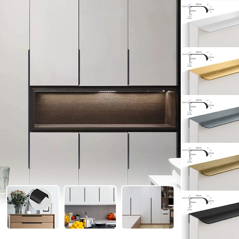 Minimalist Invisible Cabinet Handles Long Hidden Drawer Pulls High-end Door Edge Grip for Wardrobe Cupboard Furniture Hardware