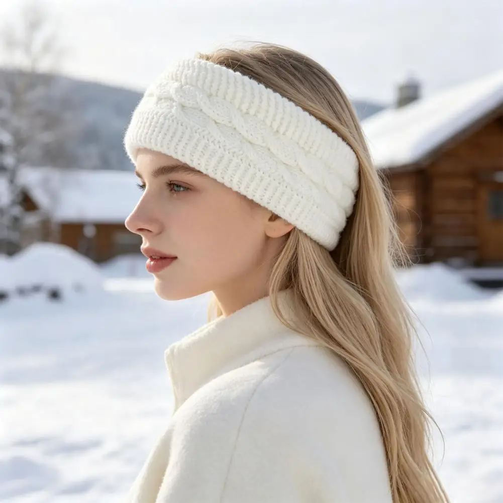 Winter Knitted Ear Warmer Headband Soft Fleece Lined Headbands for Women Winter Headbands for Women Thick Knitted for Weather