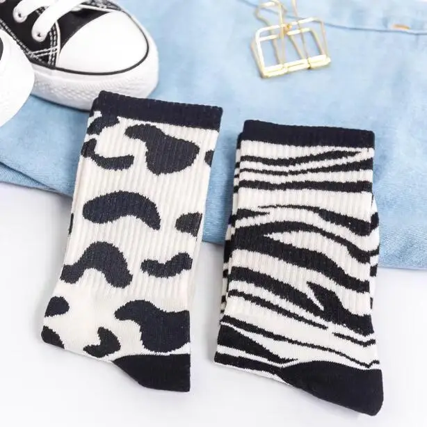 Womens Socks Lovely Cow Pattern Short Socks Creative Printing Socks Ankle Sock Striped Skateboard Socks