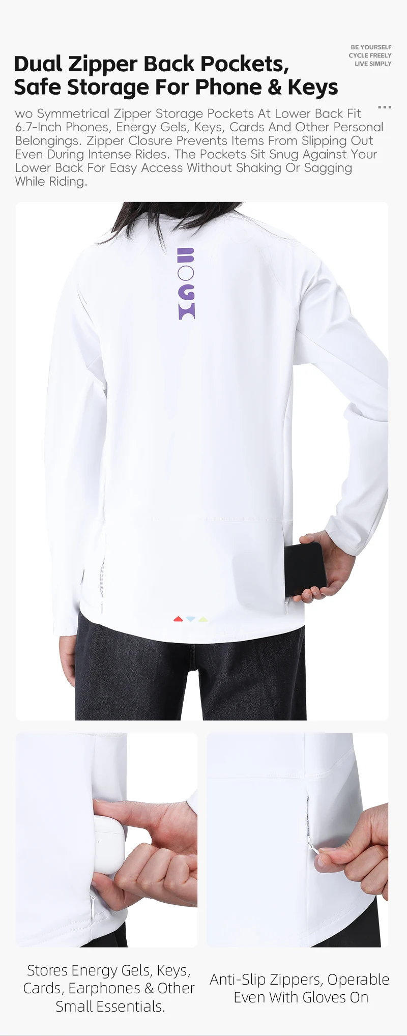 WEST BIKING Herren-Radtrikot mit langen Ärmeln, Frühling/Herbst, schnelltrocknend, Unisex-T-Shirt, lässiges Sportoberteil für Pendler, Laufen und andere Sportarten. – Detail 10
