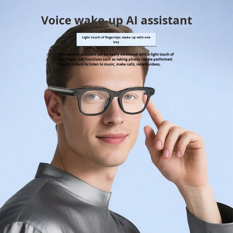 Smart Translation Glasses HY1015 12MP Camera Dual Microphone Voice Recognition Touch Button Control Photo/Video Recording