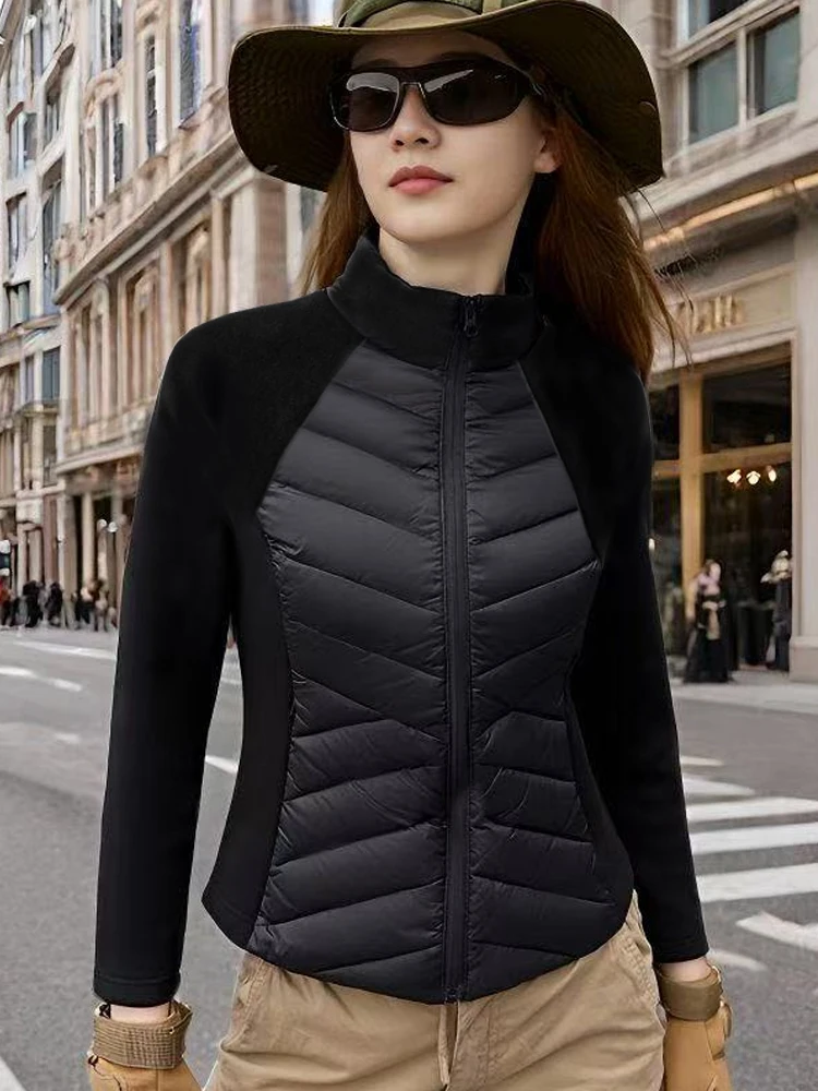 Thickened Warm Short Coats Women Patchwork Autumn Winter Simple Outdoor Soft Jogging Yoga Lady Slim Zip-up Sport Jackets