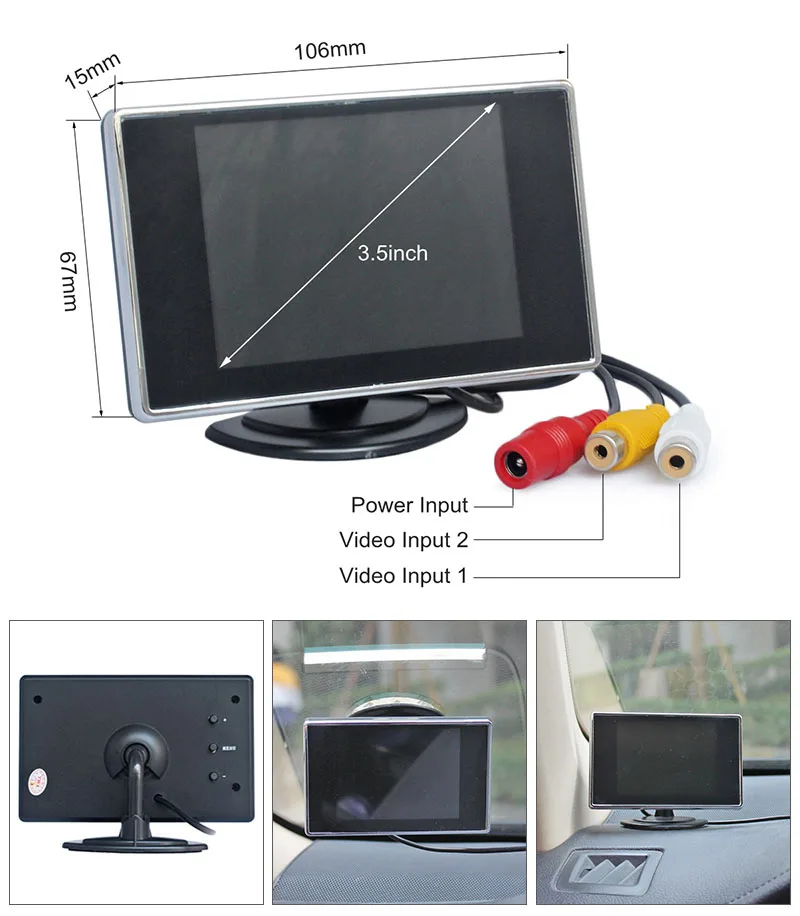 DIYSECUR Wireless 3.5inch TFT LCD Backup HD Car Monitor Rear View Car LED Camera Kit Reversing Auto Parking Assistance System