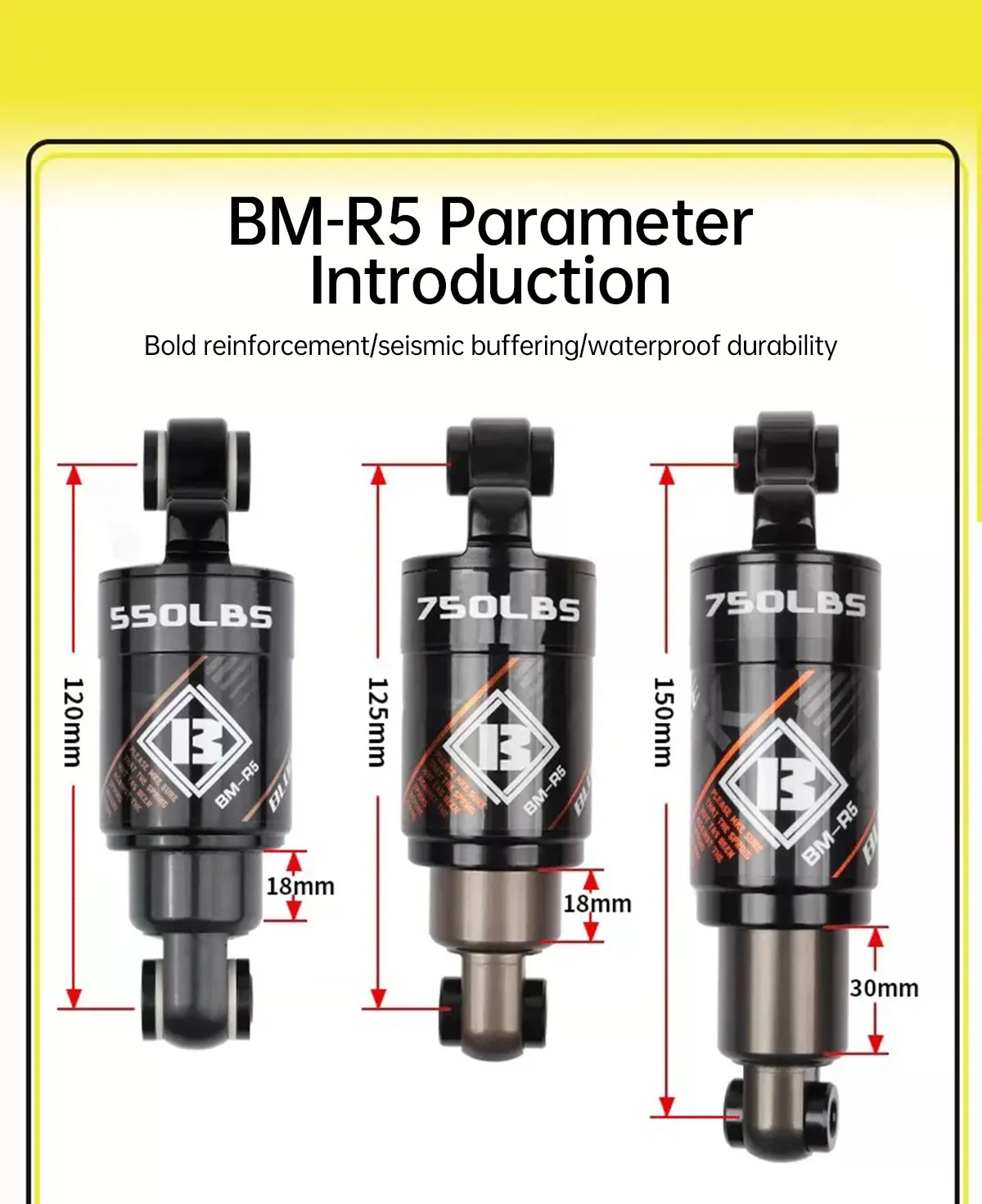 BLOOKE R5 Hydraulisches Hinterrad-Stoßdämpfer-System mit Mittelmontage und Ölfederung für E-Bikes und Roller – Detail 2