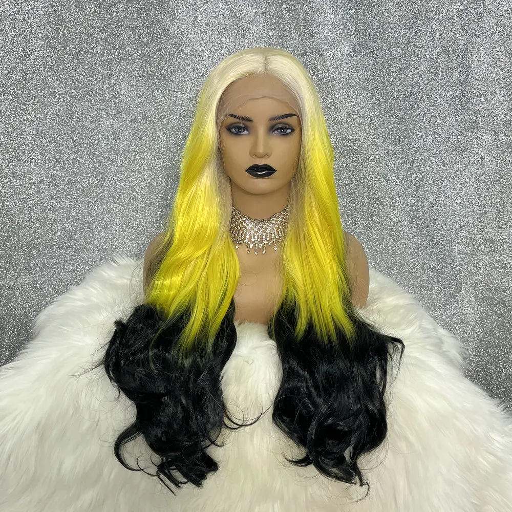 Body Wave Ombre Honey Blonde Colored 30 Inch 13x3.5 Transparent Lace Front Glueless Cosplay Wigs For Black Women Drag Queen