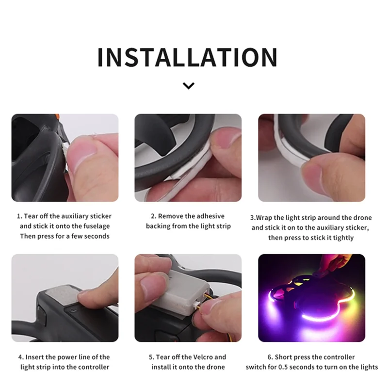 【Itens de venda quentes】Para dji avata 2/neo drone luminoso led faixa de luz à prova dwaterproof água ajustável cinto lâmpada kit vôo noturno