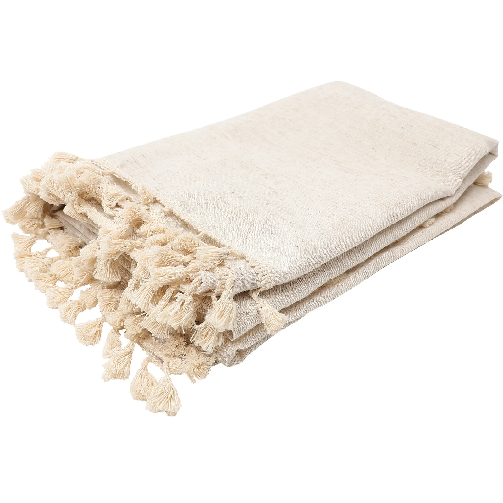 

Bamboo Weave Linen Tablecloth Solid Color Fringed Edge Dining Table Cover For Home Party Wedding Buffet Picnic Event Decor