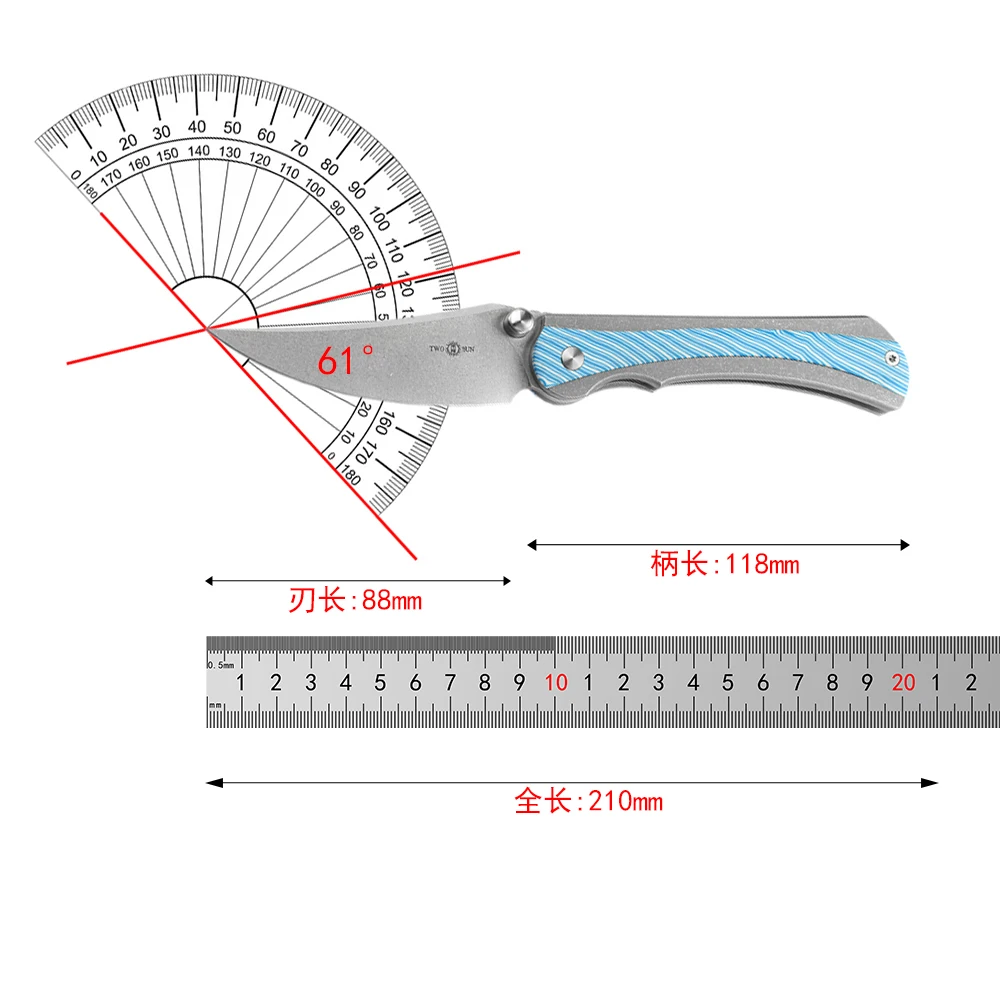 TWO SUN TS283 cuchillo plegable 14C28N Blade TC4 mango de aleación de titanio cocina Camping supervivencia al aire libre herramientas EDC