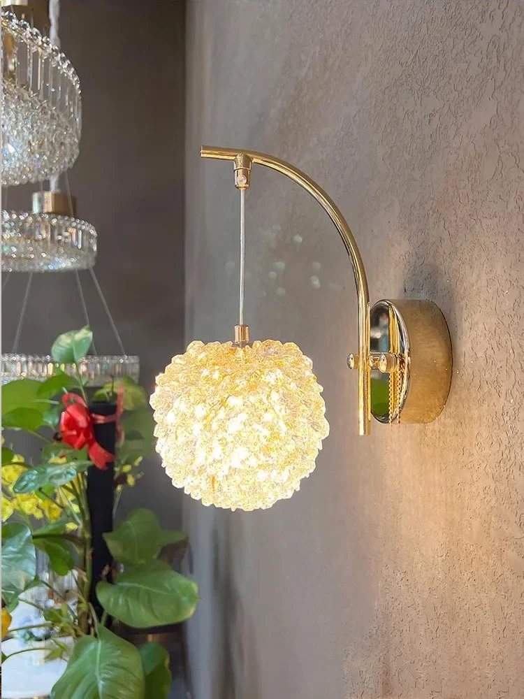 

Modern Gold Decor LED Crystal Ball Wall Hanging Lamp For Living Room Bedroom Bedside Loft Indoor Home Wall Sconce Light Fixtures