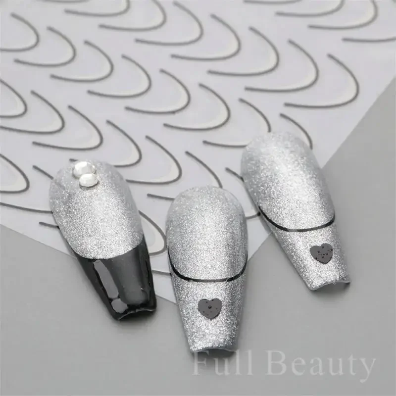 Français Conseils Ongles Autocollants 3D Or Rose Courbe Rayure Lignes SwimexposSliders Manucure Adhésif Gel Nail Art Décalcomanies TRSTZ-CS169