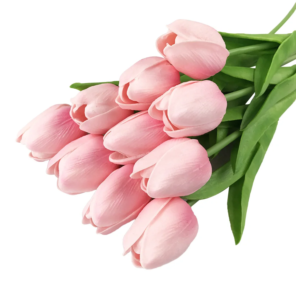 

10Pcs Artificial Tulip Flowers Real Touch Simulation Pink for Wedding Party Home Decoration Decorative Flowers