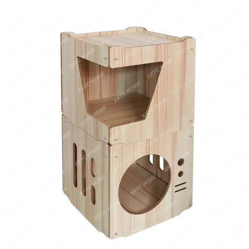 

Wooden Cat Nest Creative Assembling Wooden Cat Nest Cage Can Be Assembled Freely Fun House Pet Bed