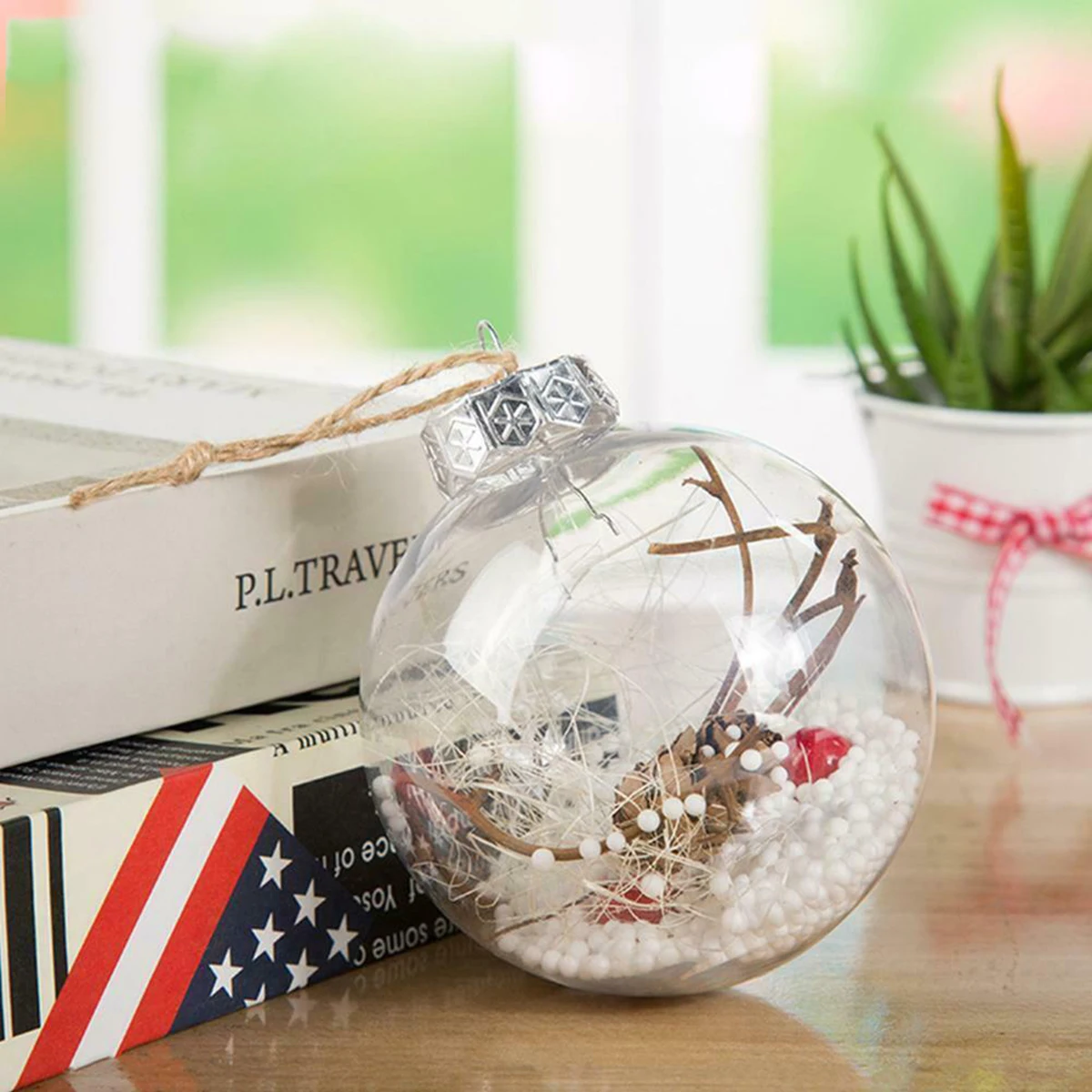 

5pcs Winter Christmas Ball Decoration Xmas Tree Snow Transparent Balls Pendant Hanging Ornaments For Home DIY DecorGift 6/8/10cm