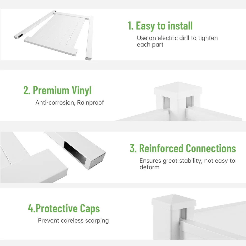 Privacy Fence Panels Kit  Air Conditioner Trash Can Enclosure  Vinyl  White Color image 5
