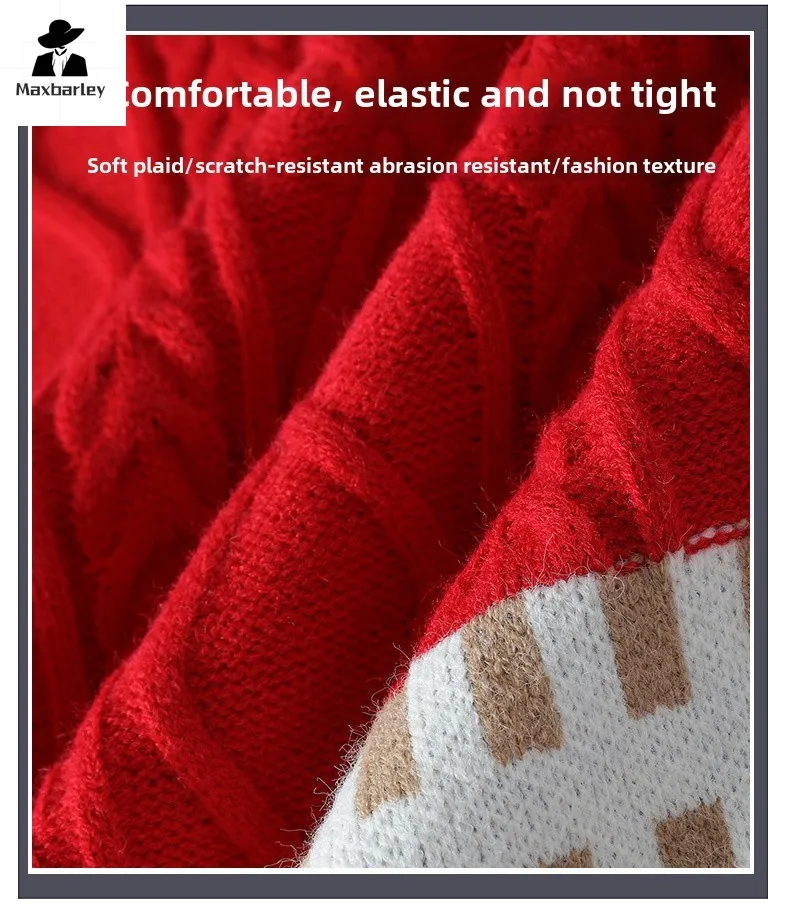 Vintage Christmas Sweater 2025 New Women Men Soft Warm Knitwear Jacquard Pullover Top Men's Winter Clothes High Neck Sweaters - Image 2