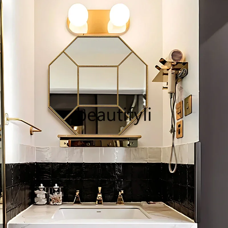 

French wall-mounted household makeup mirror, American porch, decorative mirror, European bathroom bathroom mirror B03