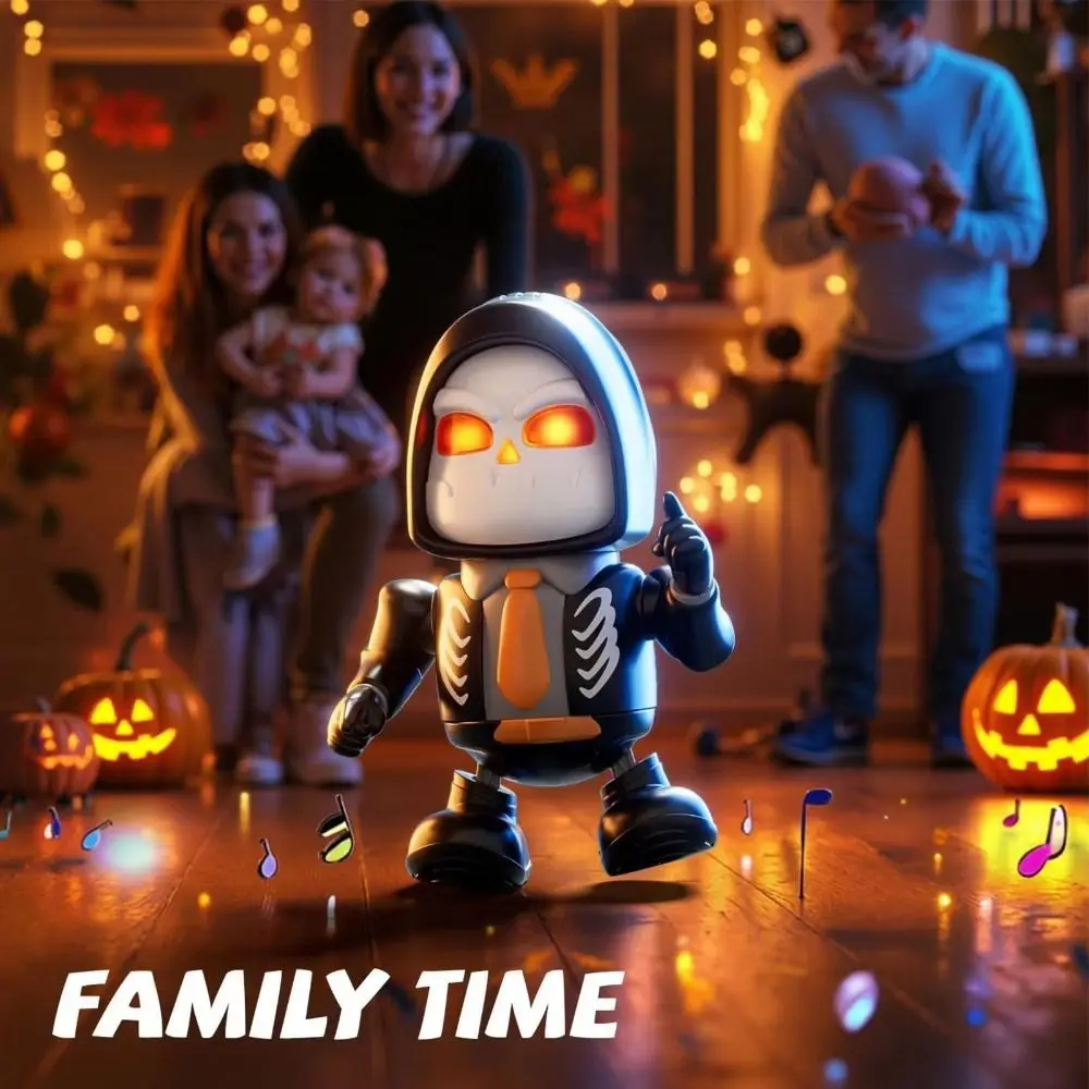 

Plastic Halloween Dancing Robot Toy with Sound Light 3D Skeleton Dancing Toy Collection Craft Decor