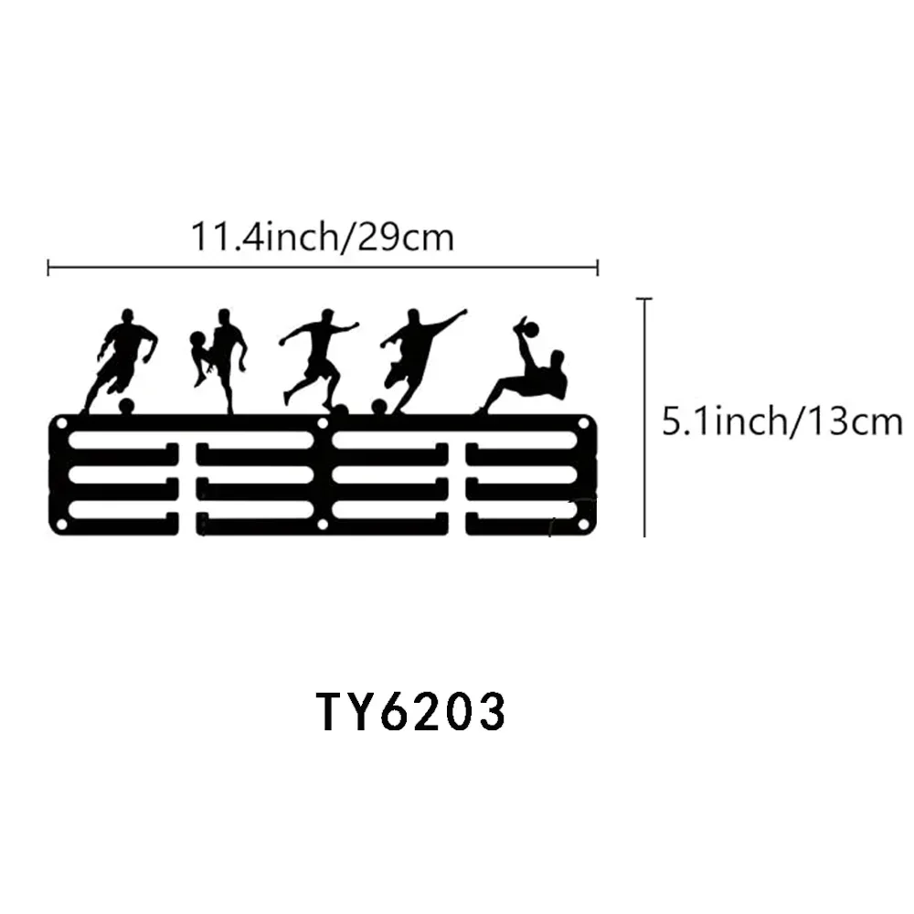 Modern Black Metal Medal Hanger Wall Mount Sports Display Rack for Football Gymnastics Swimming 11.4x5.1 Inch Decor Plaque