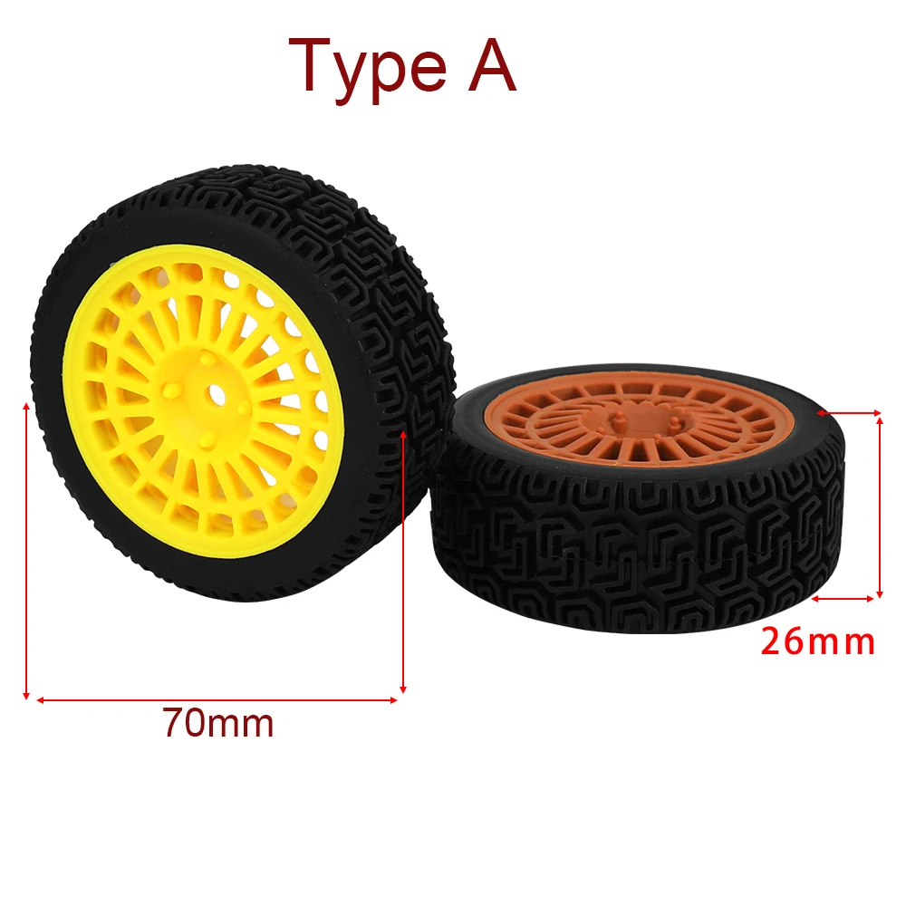 4PCS/lot RC Model Car 1/10 Flat Running Road Racing Tire for TT01 Strong Grip and Wear-resistant 70mm Nylon Hub Replacement