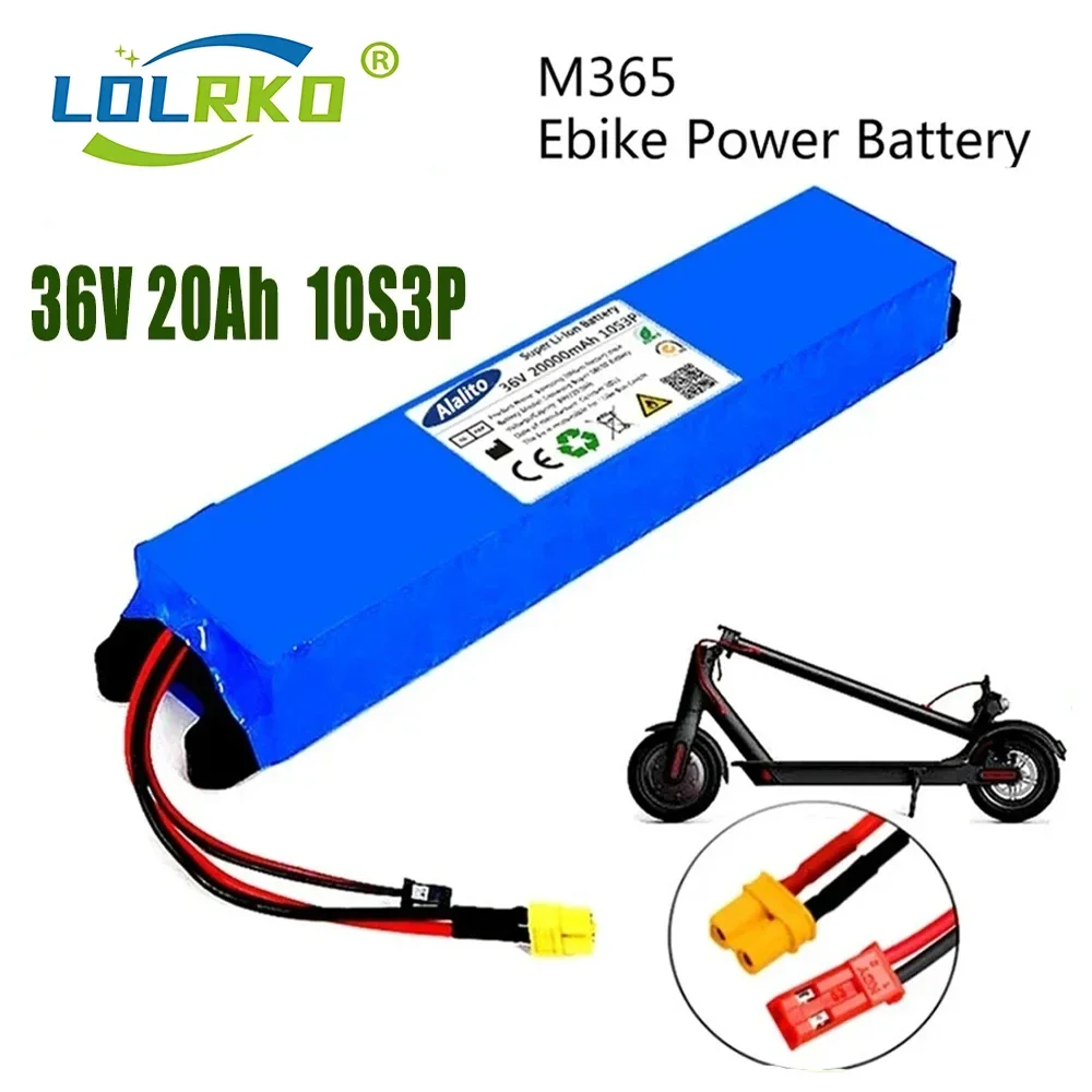 

New2024 36V 20Ah 18650 Lithium Battery Pack 10S3P 20000mAh 500W Same Port 42V Electric Scooter M365 Ebike Power Battery with BMS